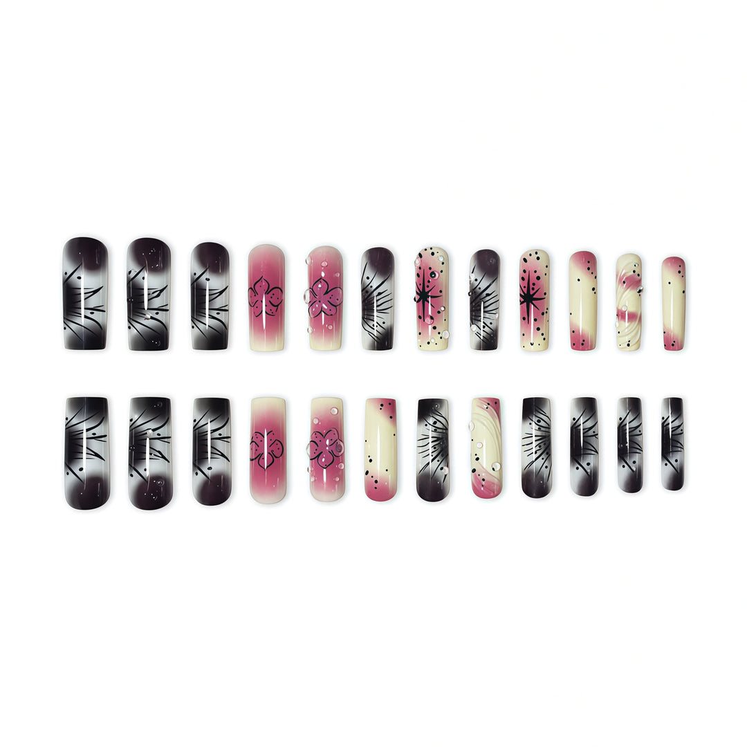 Artistic Ombre Floral Press-On Nail Extensions Bowlift