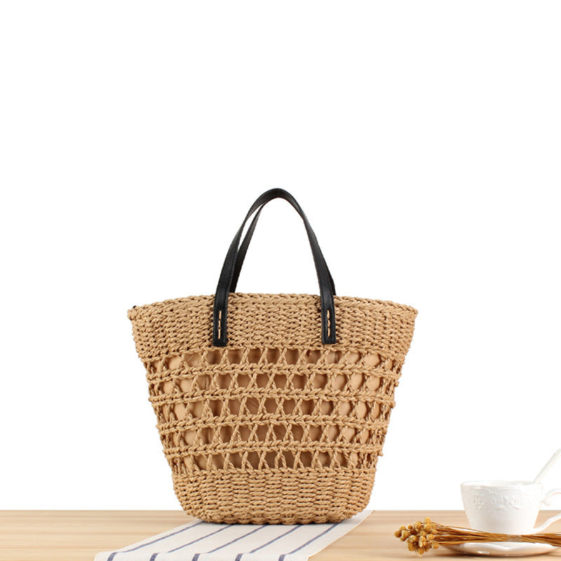 Handmade macrame tote bag with leather accents Bowlift