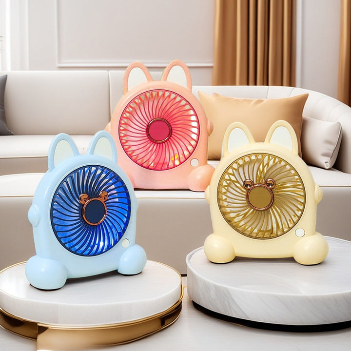 Portable USB Table Fan with LED Lighting and Flexible Tilt Angle Bowlift