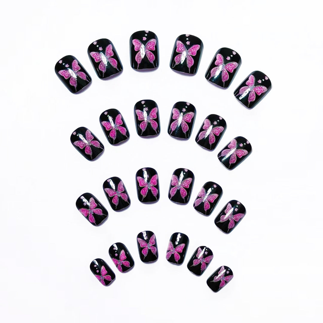 Artificial nails with glamorous butterfly design Bowlift