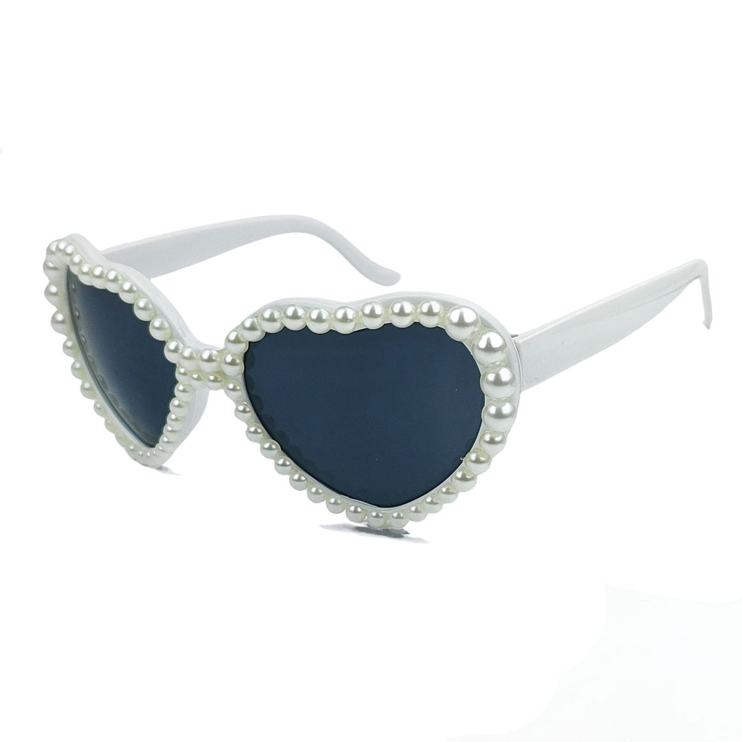 Women's Heart-Shaped Sunglasses with Glitter Stone Trim Bowlift