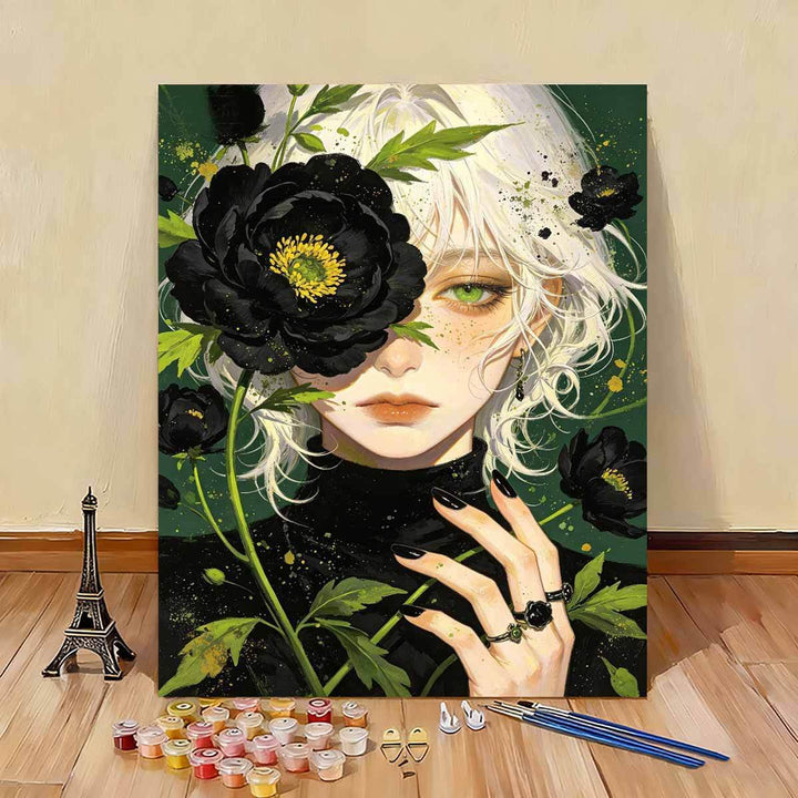 Artistic Floral Portrait Canvas Art Bowlift
