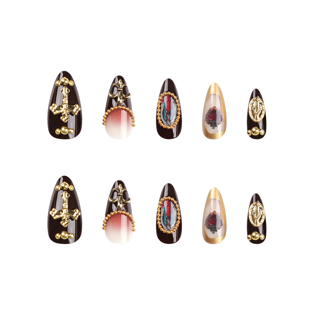 Artistic stiletto nails with detailed embellishments Bowlift