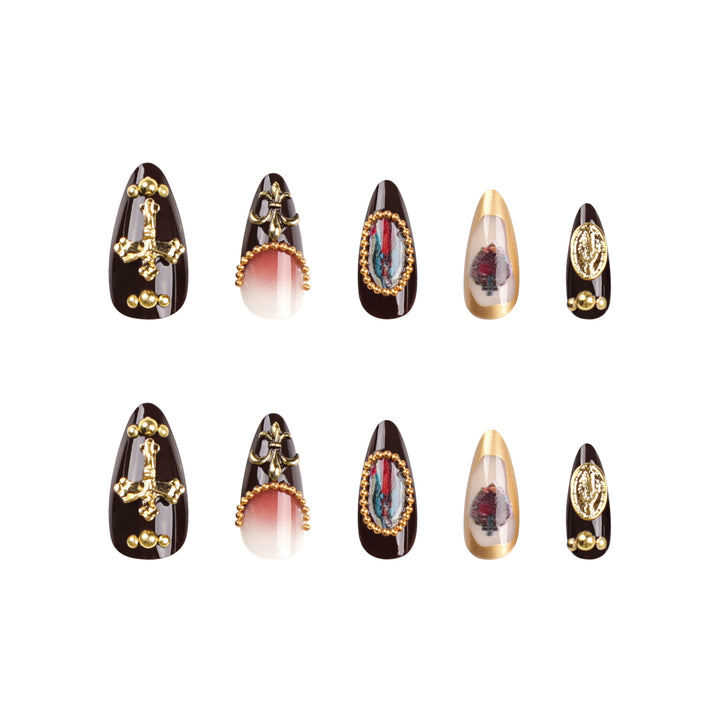 Artistic stiletto nails with detailed embellishments Bowlift