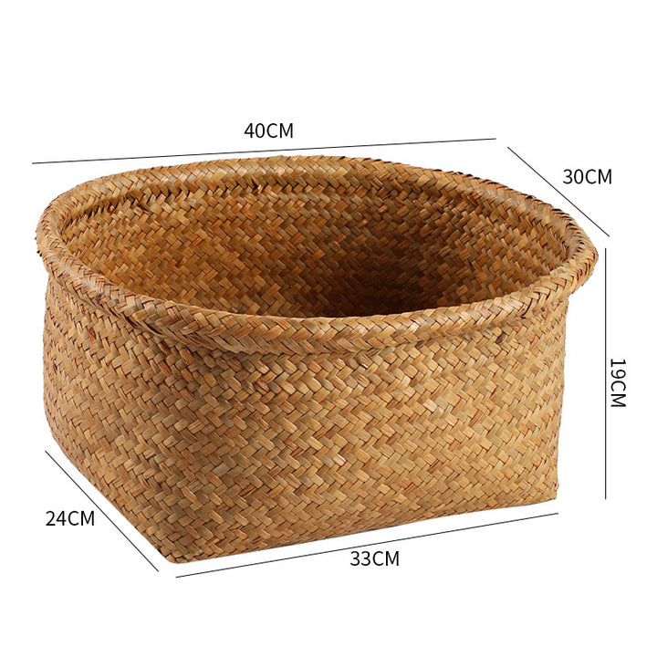 Unisex Natural Fiber Storage Basket with Wide Rim Bowlift