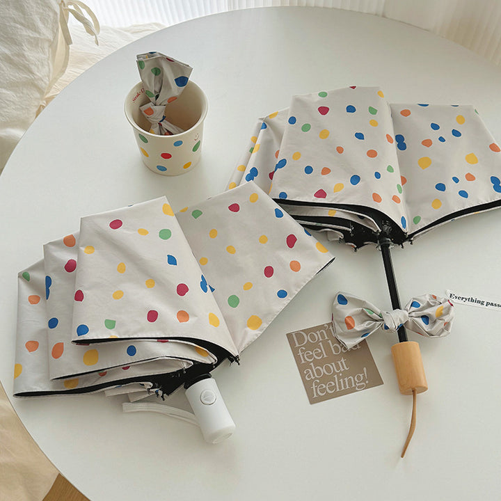 Women Multi-Purpose Foldable Shoulder Bag with Colorful Polka Dot Pattern Bowlift