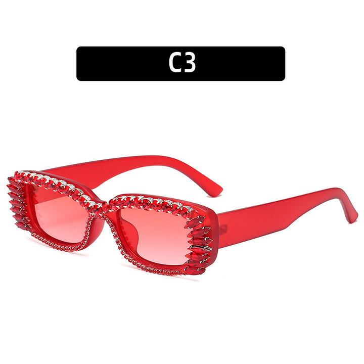 Rhinestone-Embellished Square Frame Sunglasses