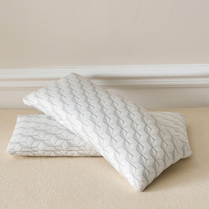 Long-format neck support pillow with breathable cover Bowlift