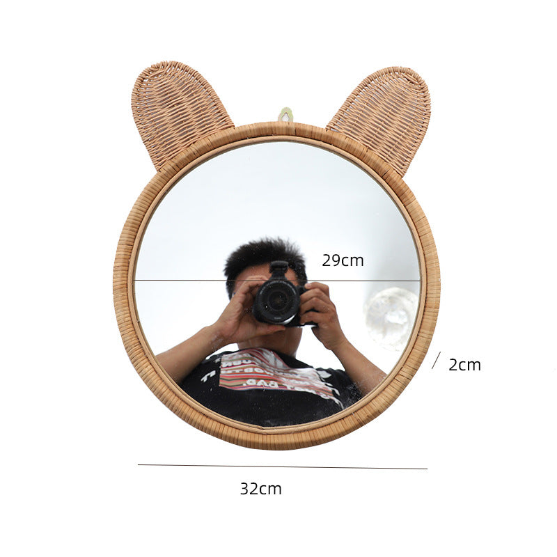 More Elegant Round Wall Mirror Made of Natural Rattan Bowlift
