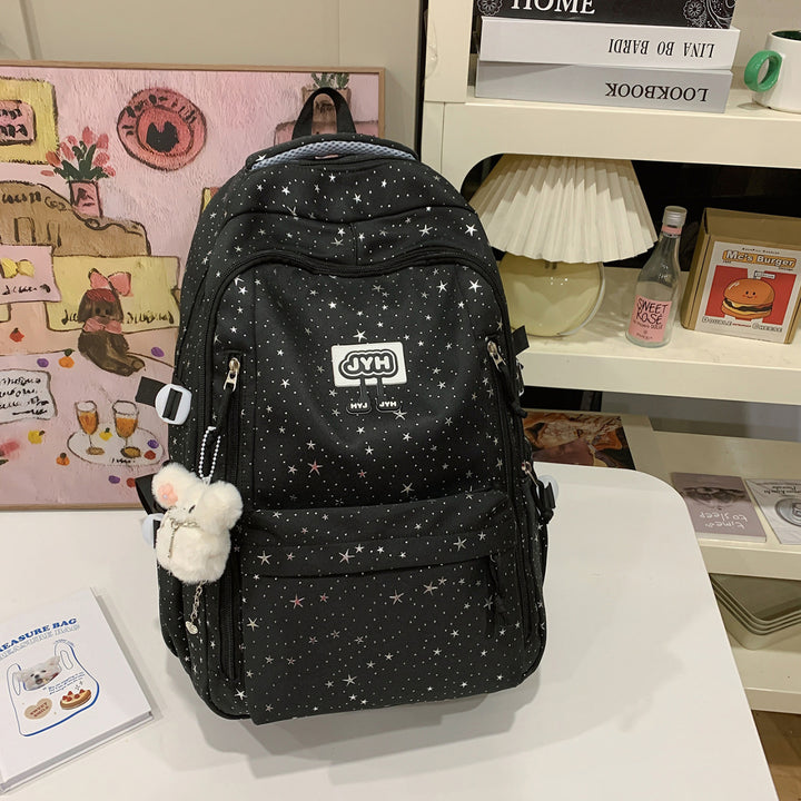 Star-Print Fashion School Backpack Bowlift