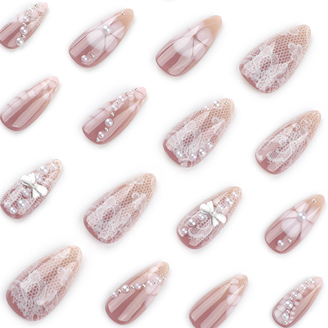 Artful Nail Extensions with Delicate Accents Bowlift