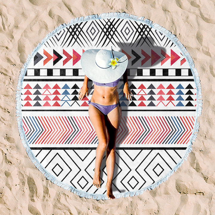 Round beach blanket with floral watercolor motifs Bowlift