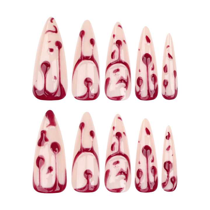 Artistic Halloween Gel Nails in Bloody Design Bowlift