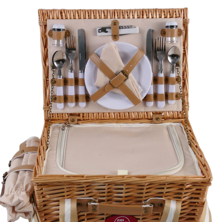 Women's picnic basket with comprehensive dish set and stylish details Bowlift