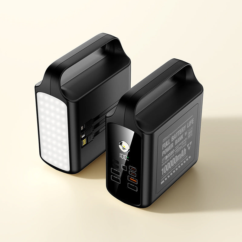 Portable power bank with integrated LED lighting and high capacity Bowlift