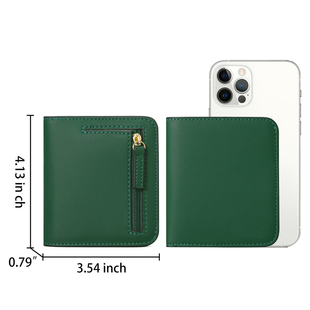 Compact Saffiano Card and Coin Wallet with Zipper Pocket Bowlift