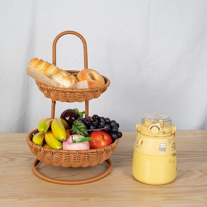 Two-Tiered Wicker Fruit Stand Bowlift