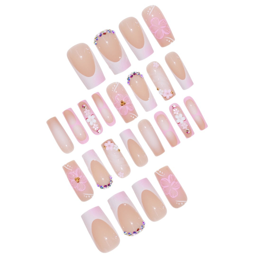 Decorative Floral Acrylic Nail Enhancements Bowlift