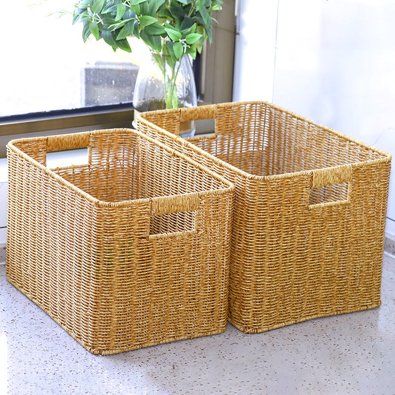 Women Rectangular Storage Basket Made of Woven Material Bowlift