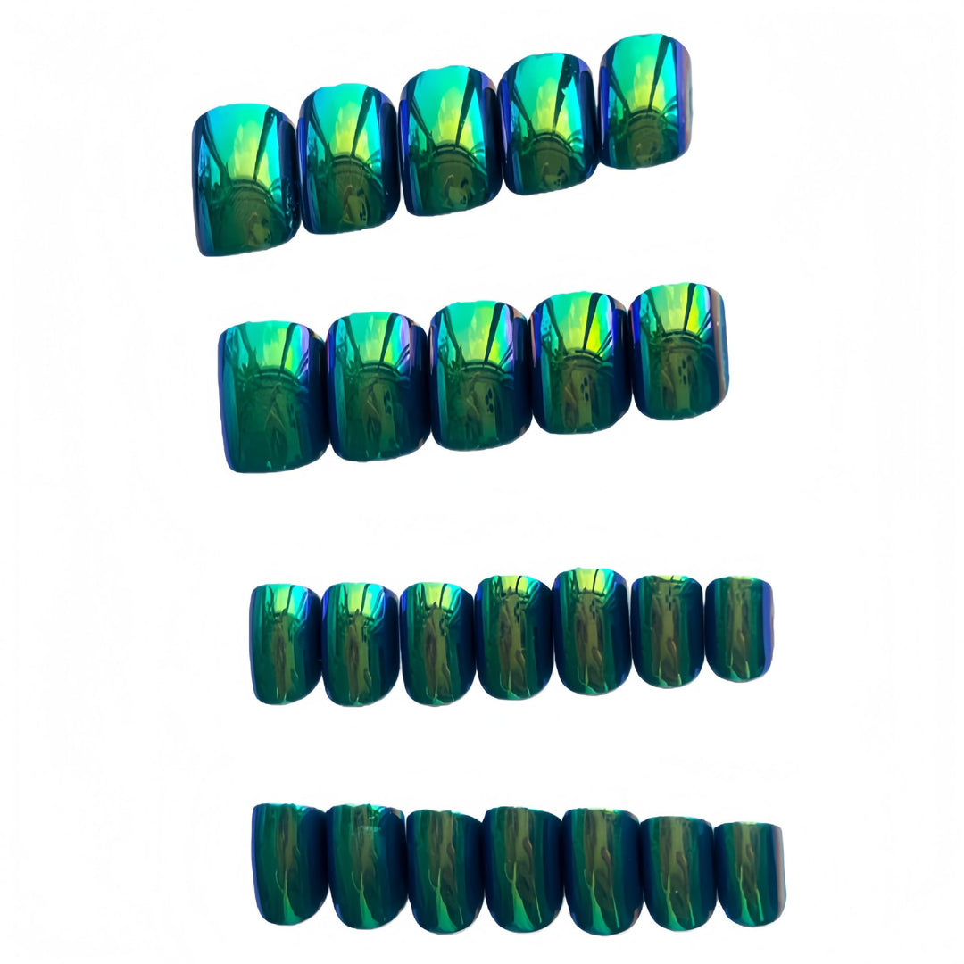 Iridescent Marble Effect Press-On Nails Bowlift