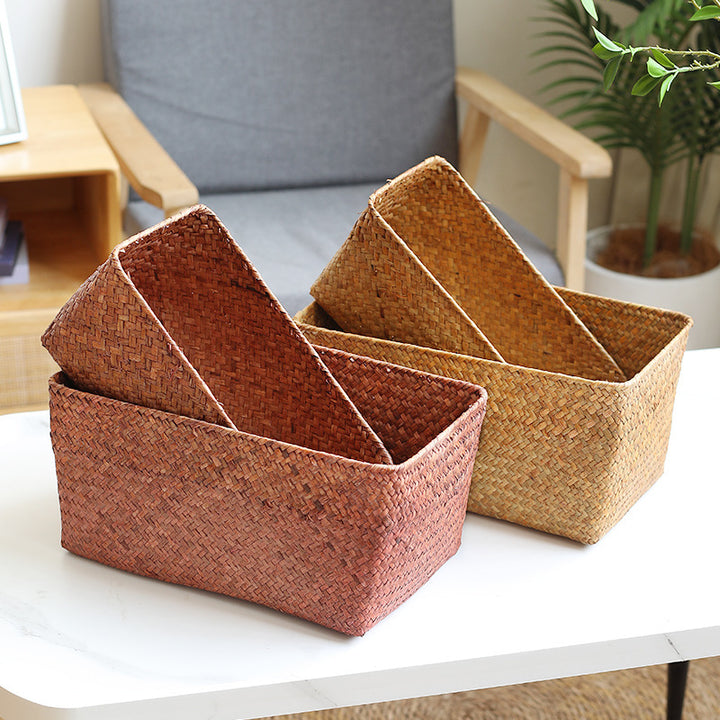 Rectangular Handwoven Storage Basket Bowlift