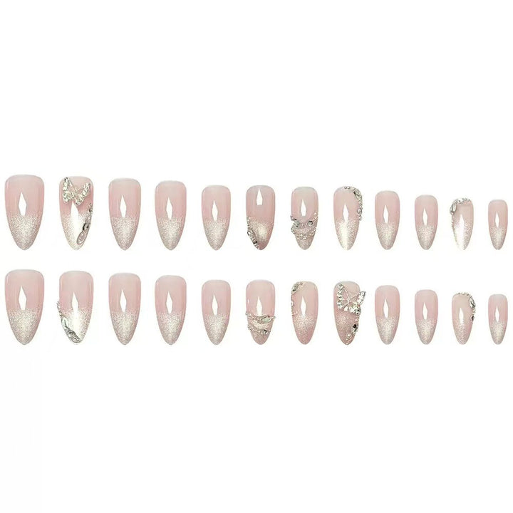 Glamorous Stiletto Press-On Nail Art with Glittering Embellishments Bowlift