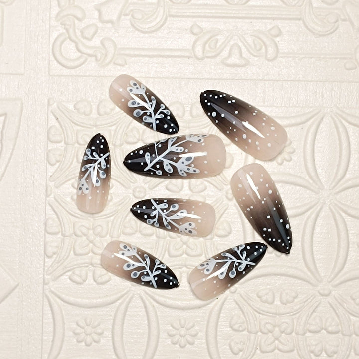 Elegant Ombre Floral Press-On Nail Set Bowlift