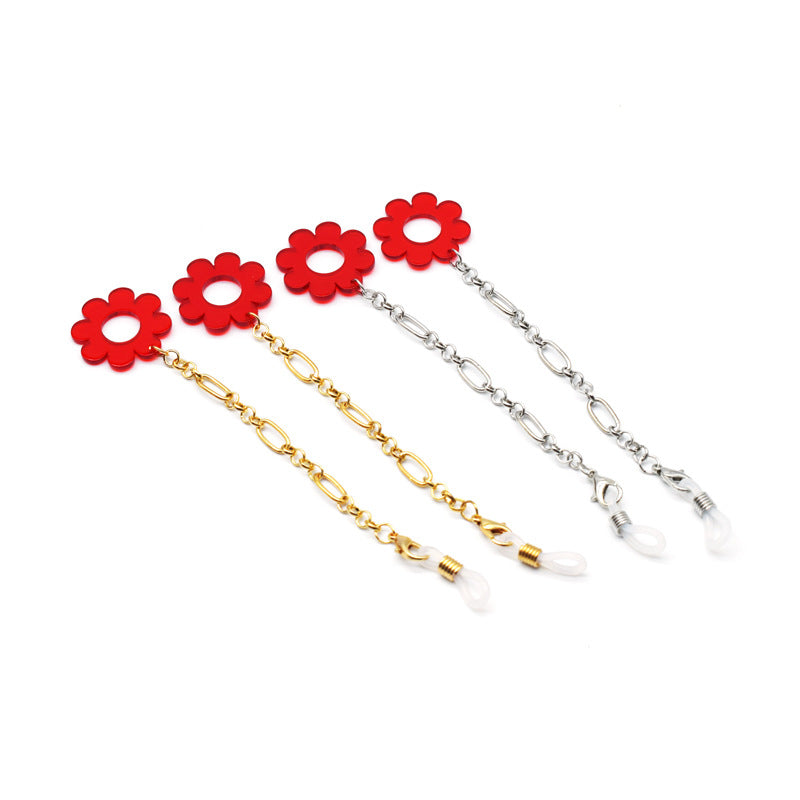 Flower-Patterned Eyewear Retainer Chain Bowlift