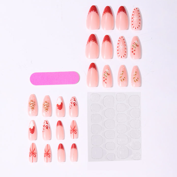 Artificial nail set with festive motifs and glitter accents Bowlift
