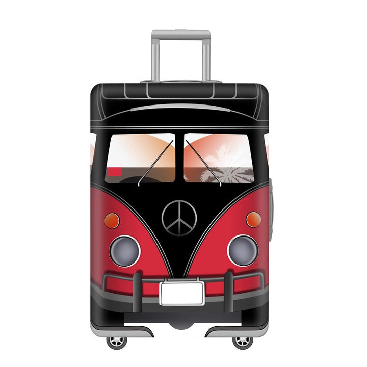 Unisex nan elastic motif suitcase cover made of stretchable polyester with handle and wheel openings Bowlift