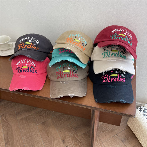Women's Casual Distressed Embroidered Baseball Cap Bowlift