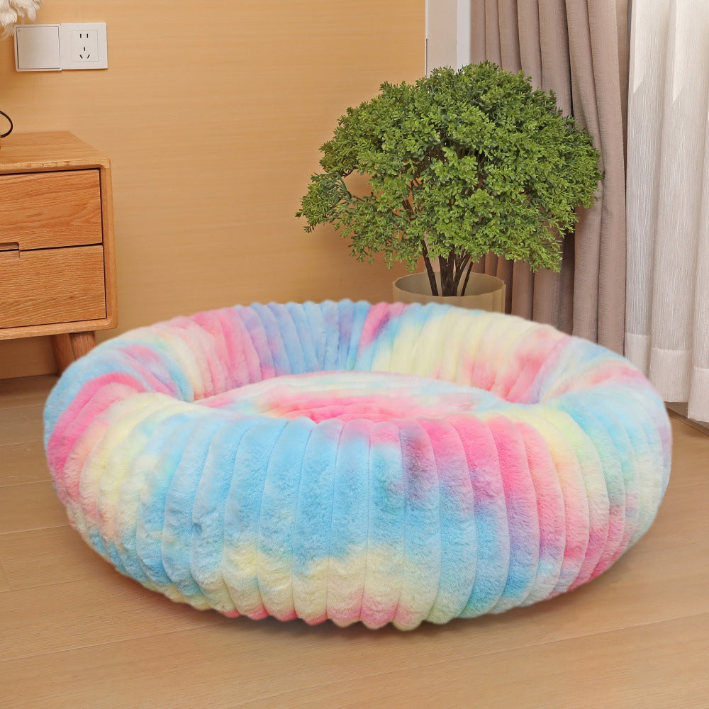 Women Round Cuddle Bed with High Edges Bowlift