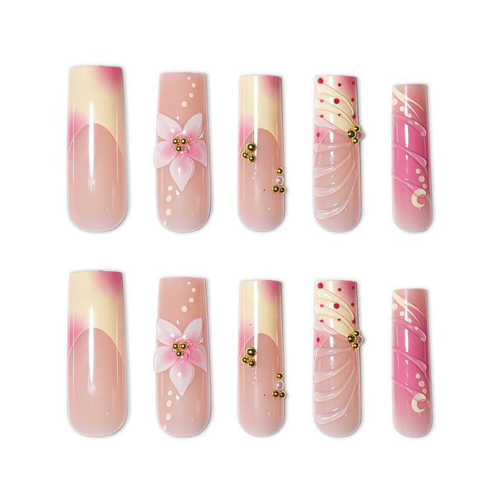 Floral Artisan Press-On Nail Set Bowlift