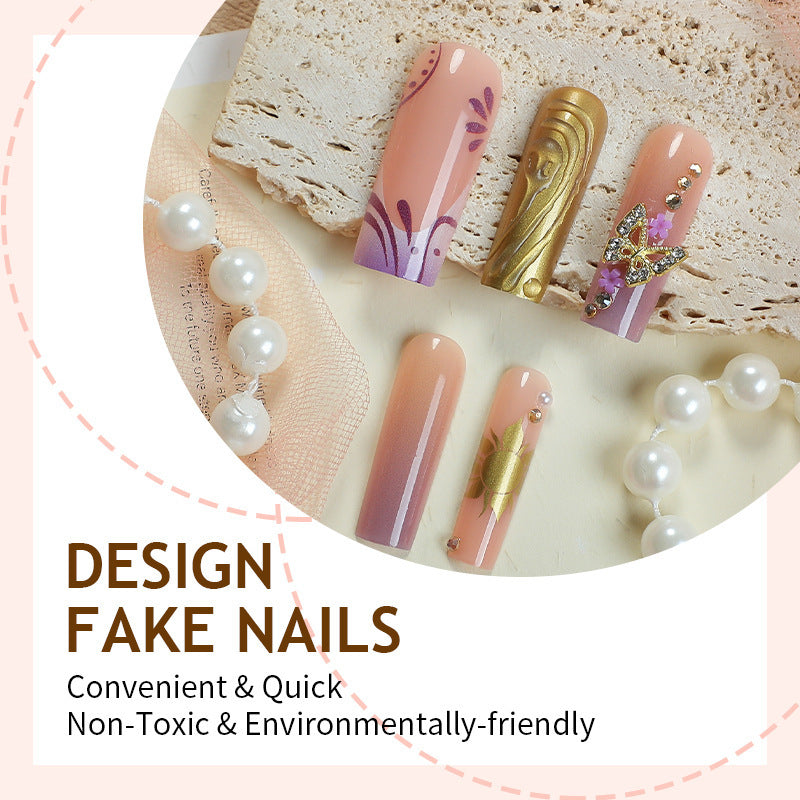 Artificial nail set with delicate flower and glitter accents Bowlift