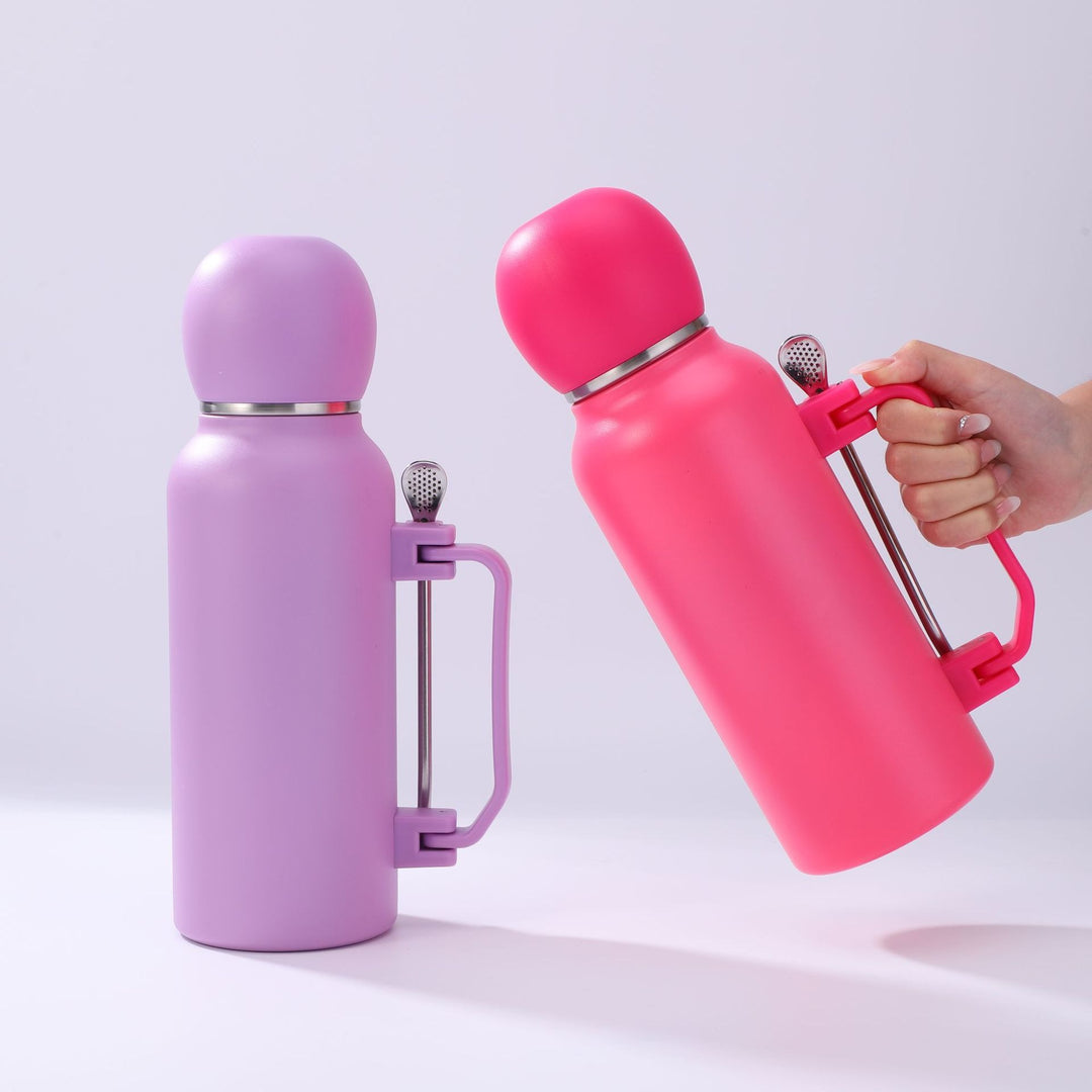 Women practical insulated bottle with integrated tea strainer Bowlift