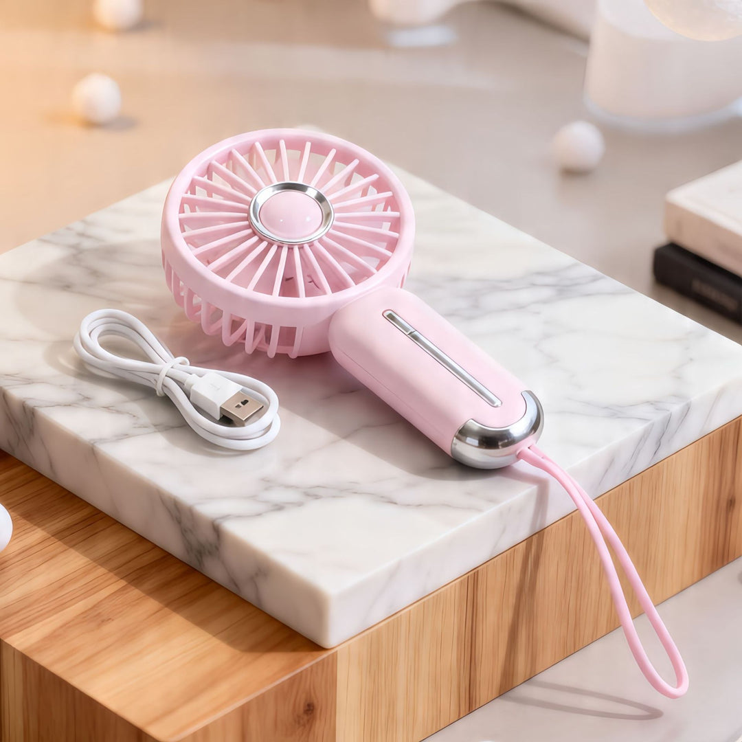 Women Portable Mini Hand Fan with USB Charging Function and Ergonomic Handle Bowlift