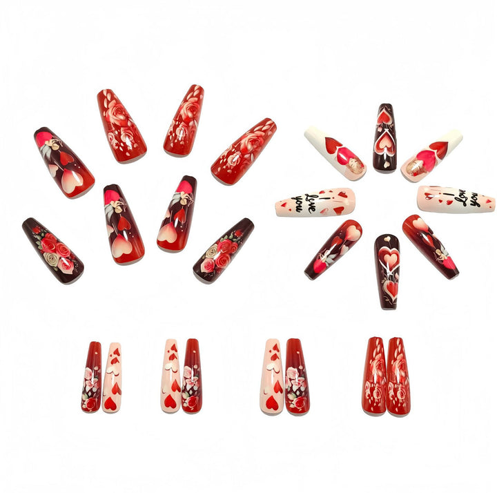 Artificial Nails in Romantic Heart Design Bowlift