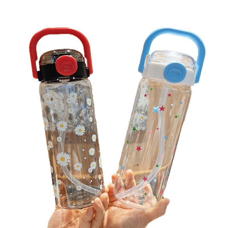 Women’s water bottle with leak-proof lid and integrated straw Bowlift