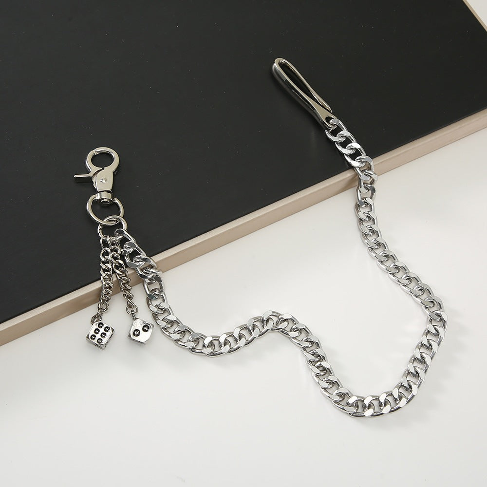 Fashionable chain keychain with cube pendants Bowlift