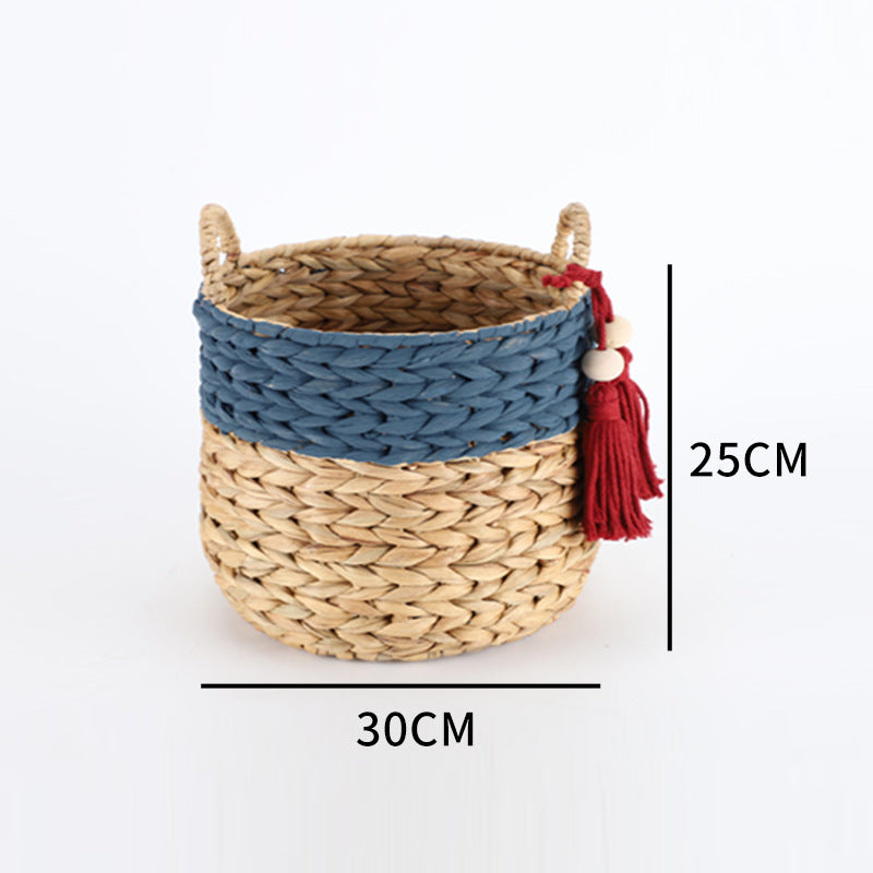 Basket with drawstring and tassel