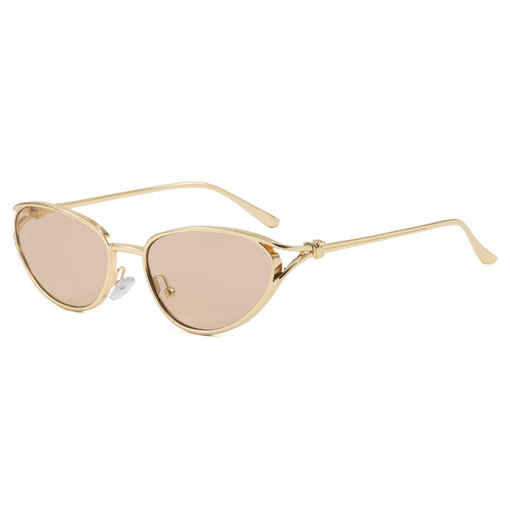 Trendy Cat-Eye Sunglasses with Metallic Frame Bowlift
