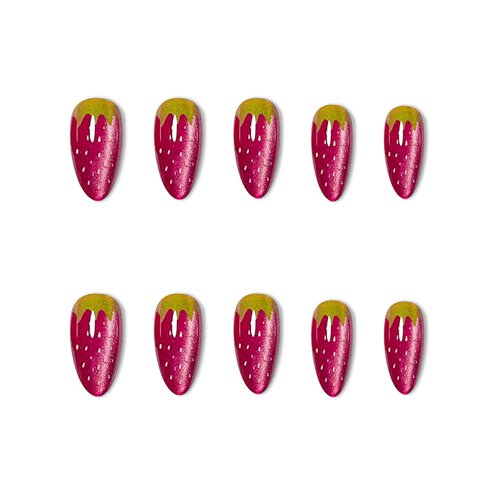Strawberry-Themed Acrylic Nail Enhancements Bowlift