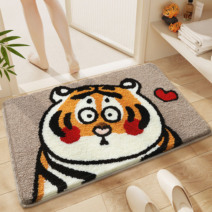 Playful Cartoon Tiger Bath Mat Bowlift
