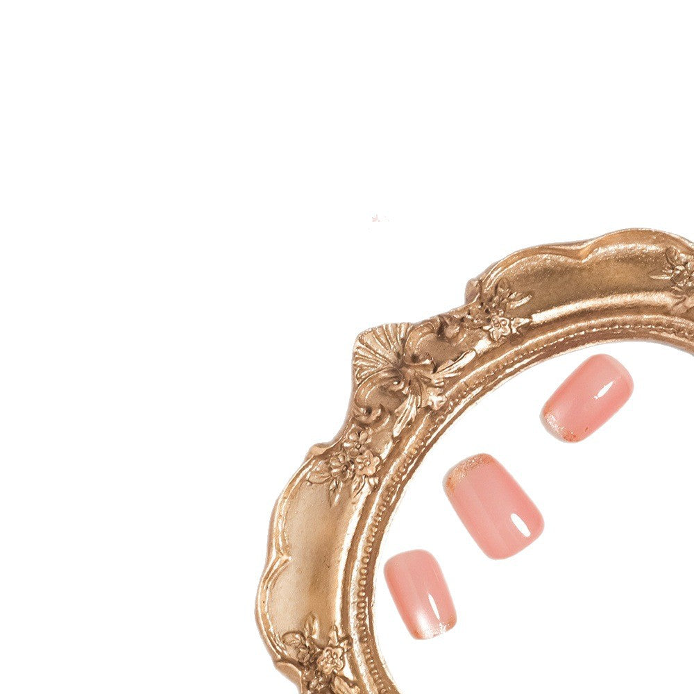 Glossy French Tip Press-On Nails with Shimmer Effects Bowlift