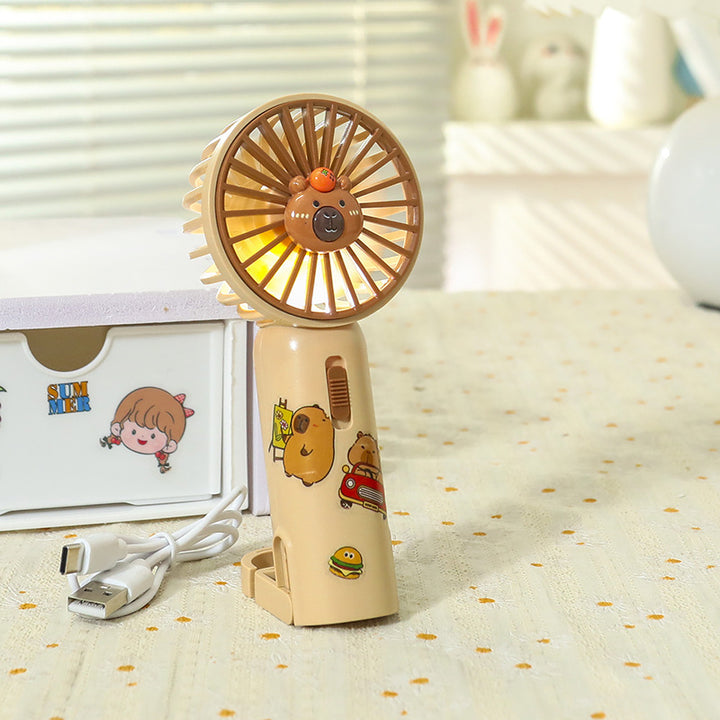 Ladies portable LED handheld fan in playful animal design Bowlift