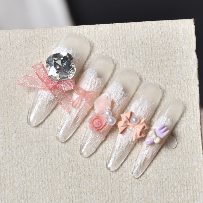 Decorative Floral Nail Press-On Set Bowlift