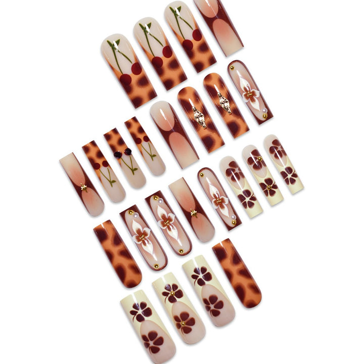 Artistic Floral Long-Lasting Press-On Nail Extensions Bowlift