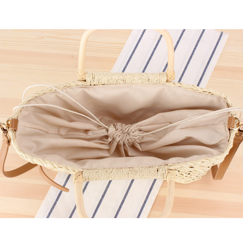 Soft and Stylish Straw Shoulder Bag with Removable Tassel Detail Bowlift
