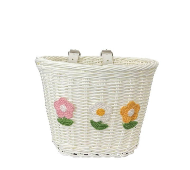 Floral Embroidered Woven Storage Basket Bowlift