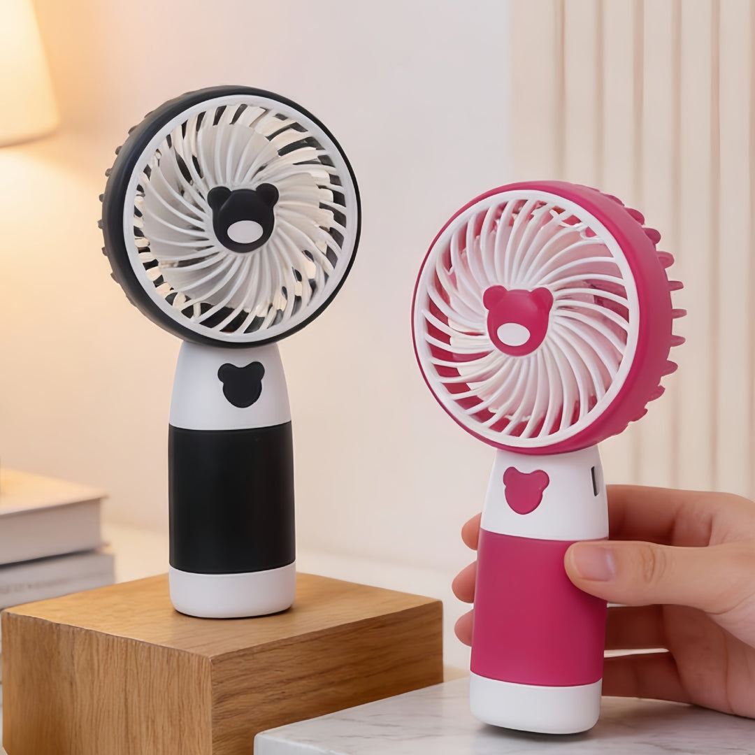 Women's Portable Hand Fan with Cute Bear Design Bowlift